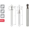 BALL NOSE END MILL Z2 D12 HARD CUTTING 70HRC LONG ALTIN-NANO